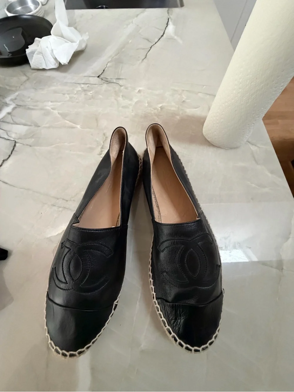 Chanel Black Lambskin Espadrilles